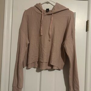 Wild Fable Pink Relaxed Cropped Hoodie with Long Sleeves